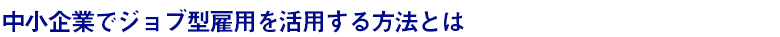 中小企業でジョブ型雇用を活用する方法とは